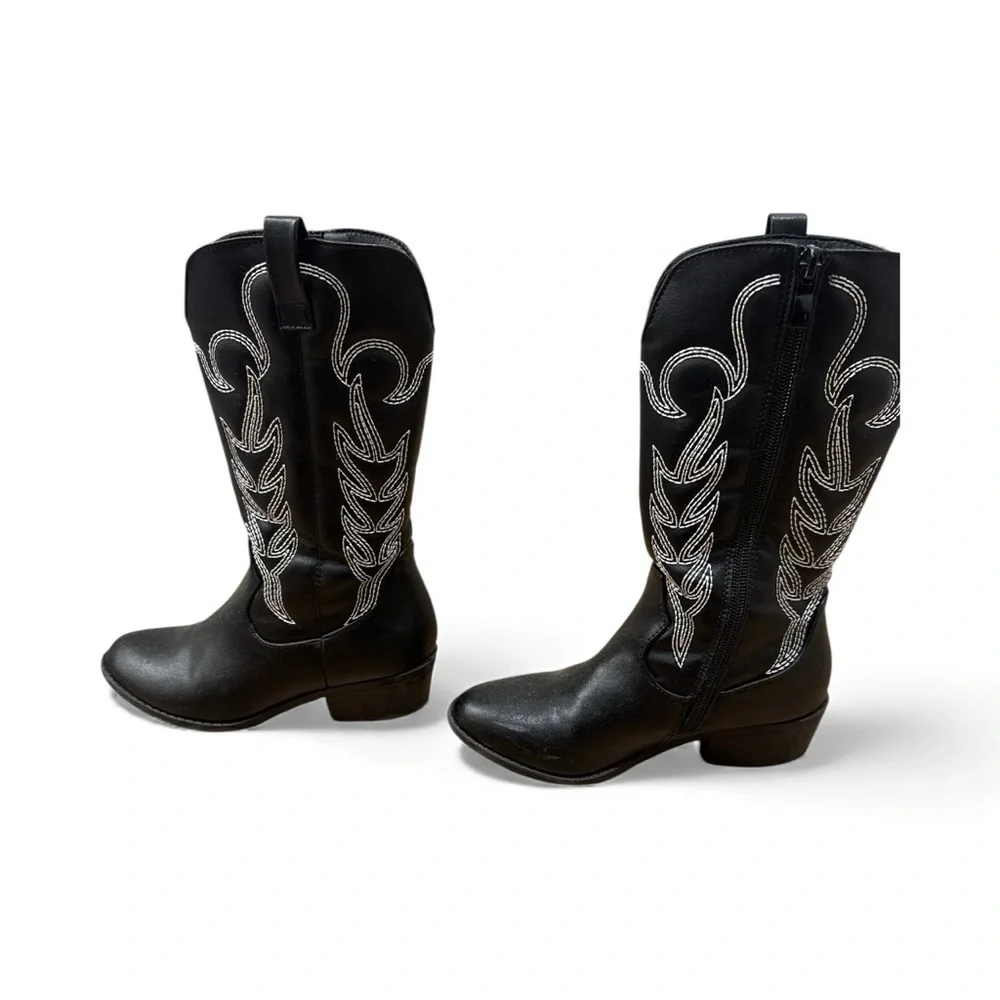 Fashion Nova Black and White Kids Cowboy Boots